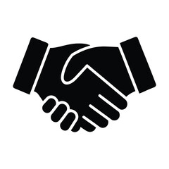 Black silhouette of two hands shaking in agreement handshake partnership