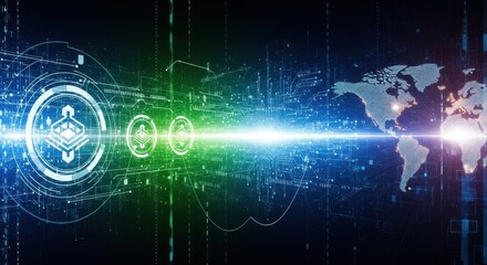 Fototapeta premium Global Digital Network Connection and Information Flow