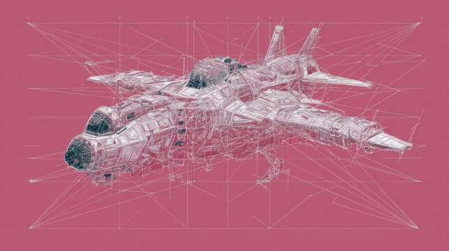 futuristic spaceship design blueprint - Powered by Adobe