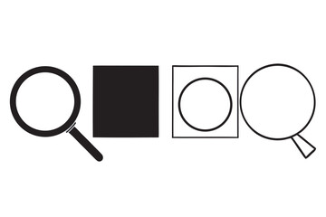 Four variations of a magnifying glass icon set