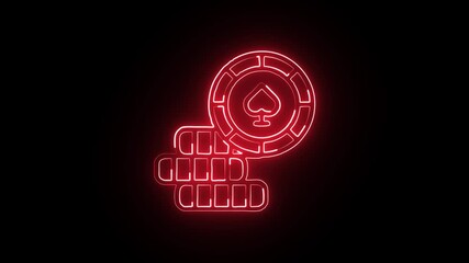 glowing neon casino gambling entertainment vector free icon isolated black background hd motion graphic animation - Powered by Adobe
