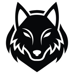 Black wolf head graphic icon isolated on white background animal wild animal