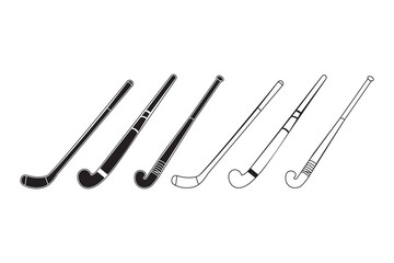 Fototapeta premium Hockey Sticks Array A Monochrome Set for Sports and Equipment Design