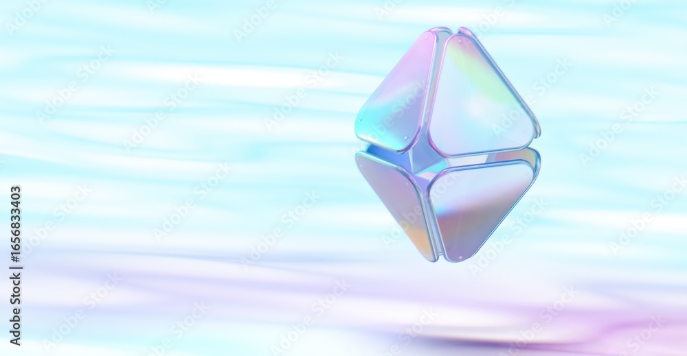Poster a 3d-rendered object floating in a soft, ethereal ambiance