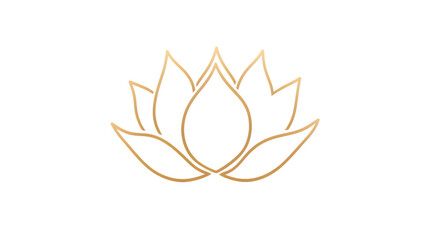 A simple, elegant lotus shape designed with a continuous monoline, ultra-thin stroke, and symmetrical curves, perfect for wellness and luxury designs. Transparent background. --no fill