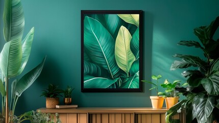 modern living room design with plants and sofa.