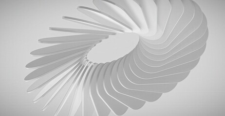 Abstract white spiral design. This image shows a mesmerizing spiral shape, perfect for modern design applications. The clean, crisp lines create a sense of movement and elegance.