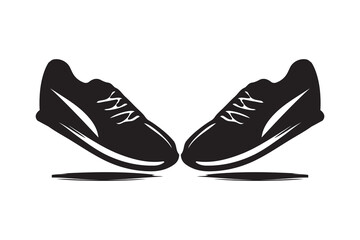 Pair of Running Shoes in Silhouette and black and white