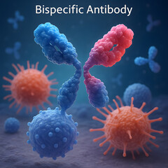 A bispecific antibody targeting different antigens for medical innovation. Vital in immunotherapy and biotechnology for advanced healthcare solutions.