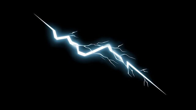 Dynamic lightning strike progression over black background