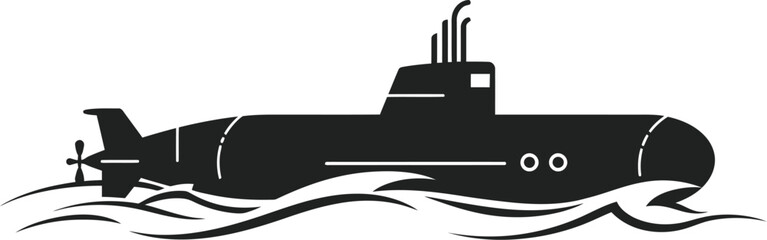 Submarine on the Water Silhouette on Transparent Background black silhouette submarine water This image features transparent background making easy for designers integrate into various projects