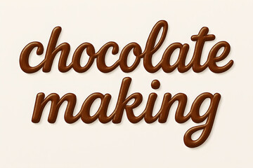 A creative text design spelling 'chocolate making' in chocolate-styled font. The design emphasizes sweetness and dessert creativity.