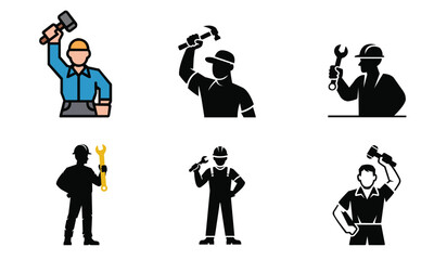 worker with Hammer and Wrench Vector Illustration for Labor Day and Industry
