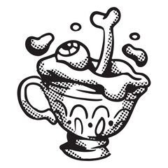 Creepy coffee cup with bones