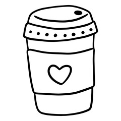 Cute illustrated coffee cup design with heart detail