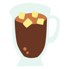 Latte coffee glass cup flat