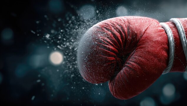 Red boxing glove, frosty, impact - Powered by Adobe