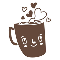 Romantic coffee cup cut out silhouette