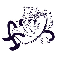 Soda can filled stroke retro cartoon