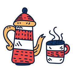 Obraz premium Tea pot and cup cartoon