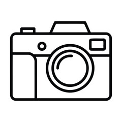 Simple black outline vector illustration of a photo camera