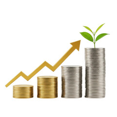 Financial growth and investment success isolated on transparent background