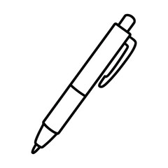 Fototapeta premium Simple black outline vector illustration of a ballpoint pen