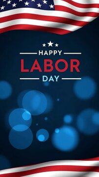 Patriotic Labor Day: Animated American Flag & Bokeh Celebration