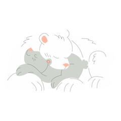 Animals mom and baby bears illustration
