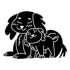 Animals mom and baby dogs