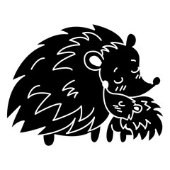 Animals mom and baby porcupine