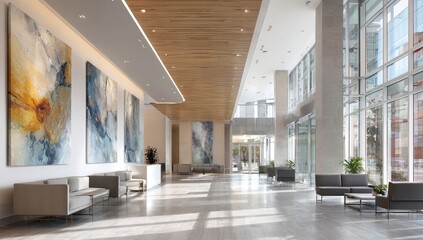 Obraz premium Modern Lobby with Artwork