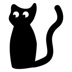 Black cat sitting illustration