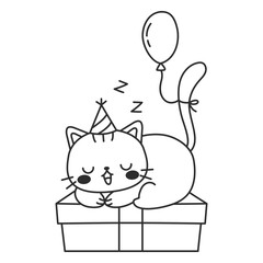 Cat filled stroke birthday gift balloon