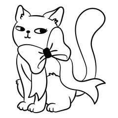 Cat with a ribbon bow