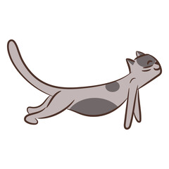 Cat yoga pose character color stroke