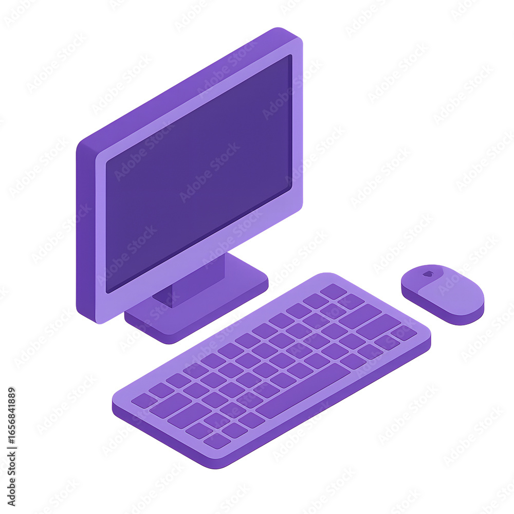 Leinwandbilder isometric computer setup with monitor keyboard and mouse a sleek and modern workspace illustration f