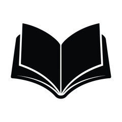 Open black book silhouette with pages fanned out on white background open book reading