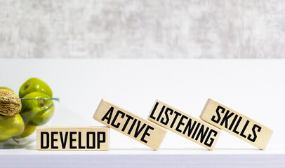 A symbol of listening skills. A conceptual word that develops the skills of active listening on a...