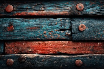 Obraz premium Rustic Wood Planks with Metal Fasteners