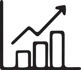 Hand-drawn Upward Trend Graph:  Positive Growth, Business Success, Financial Increase Illustration