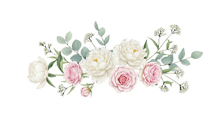 Elegant Floral Arrangement with Roses Peonies and Greenery for Wedding or Event Design