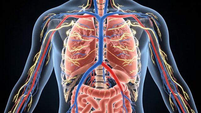 Human Anatomy internal organ system in medical animation