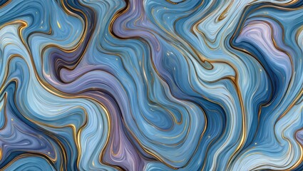 Obraz premium Flowing Blue and Purple Abstract with Gold Accents