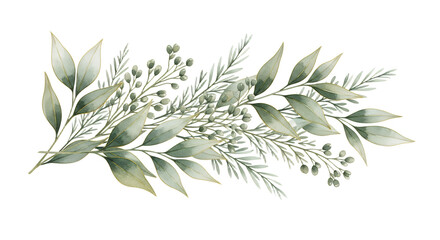 Fototapeta premium Elegant Gold and Green Laurel Wreath Branch with Leaves for Wedding or Invitation Design