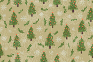 seamless pattern of Christmas tree or Christmas and New Year celebration background