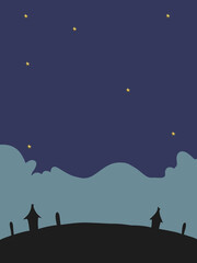 Spooky Cemetery Silhouette at Night