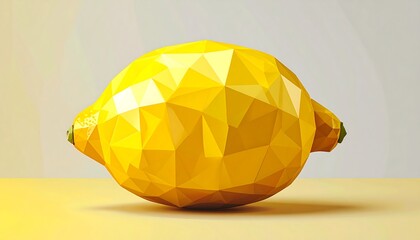Low Poly Lemon with Yellow Fruit.
