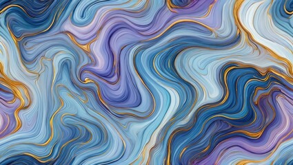 Obraz premium Swirling Blue and Purple Abstract with Gold Lines background