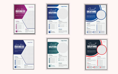 Corporate Business a4 flyer template design set. Flyer template layout design. business flyer, brochure, magazine or flier mockup in bright colors. perfect for creative professional business. vector.